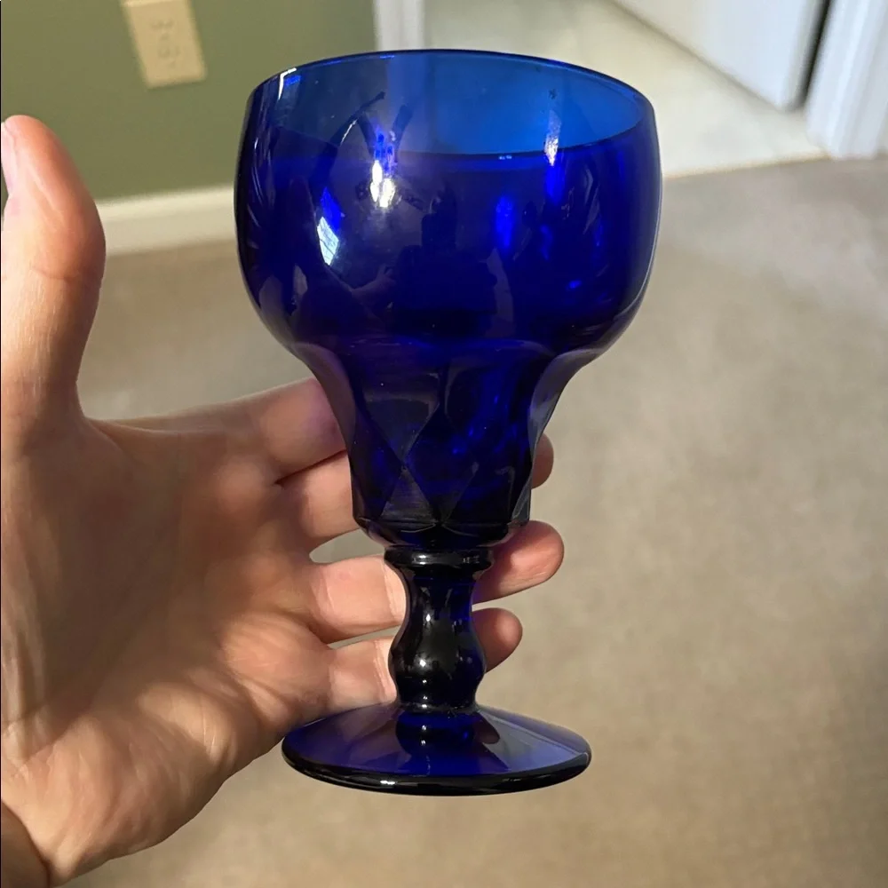 Two Fenton Cobalt Blue Goblets - Picture 2 of 2